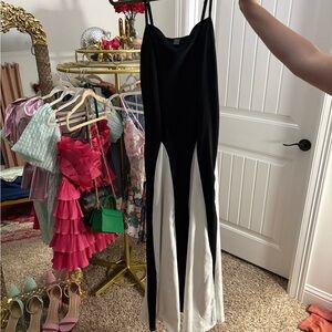 SHEIN Black and White Maxi Dress with Striking Contrast